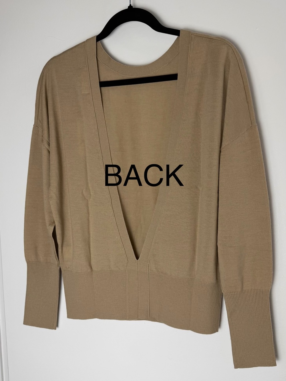 Banana Republic 100% Extra Fine Merino Wool Backless Sweater Camel M - Picture 4 of 11